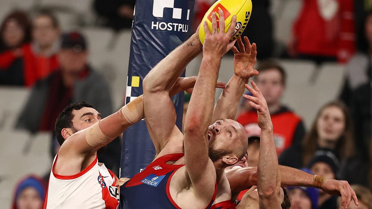 Max Gawn was almost unstoppable in the last clash between Melbourne and Sydney. Picture: Michael Klein