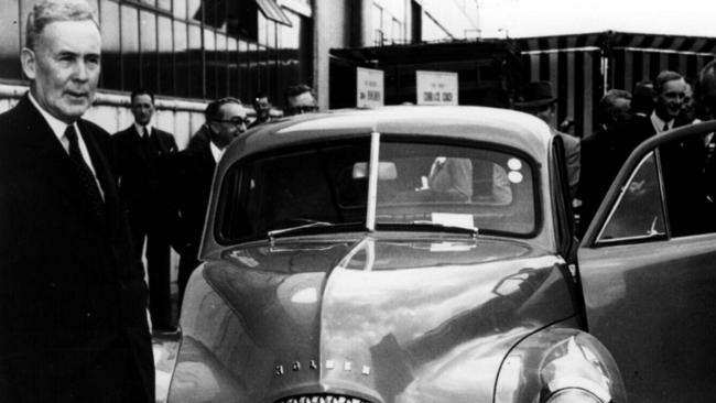 Prime Minister Ben Chifley at launch of the first Holden. Picture: Supplied