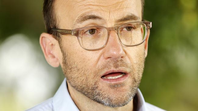 Adam Bandt MP, Leader of the Australian Greens pictured addressing the media after the recent federal election, Brisbane 23rd of May 2022.  (Image/Josh Woning)