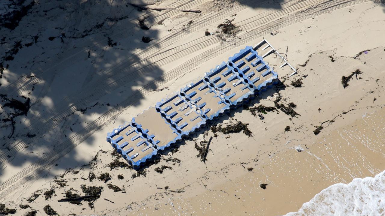 The flood debris washed up on Moreton Island. Picture: Steve Pohlner