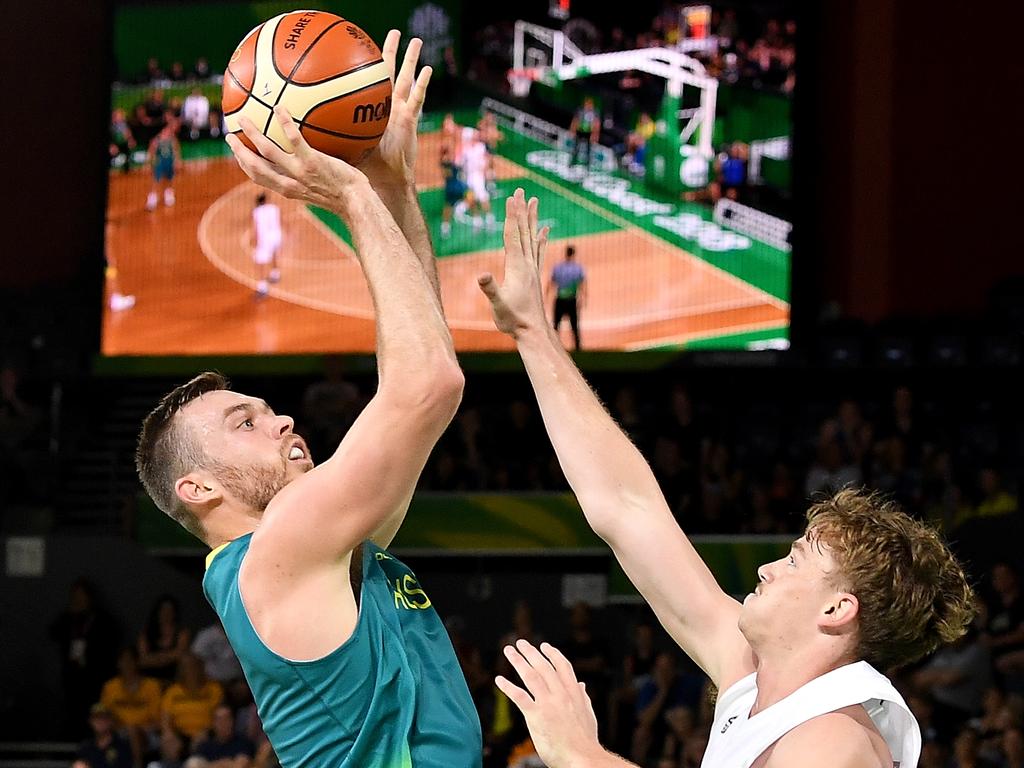 Australia’s Nicholas Kay shoots against New Zealand.