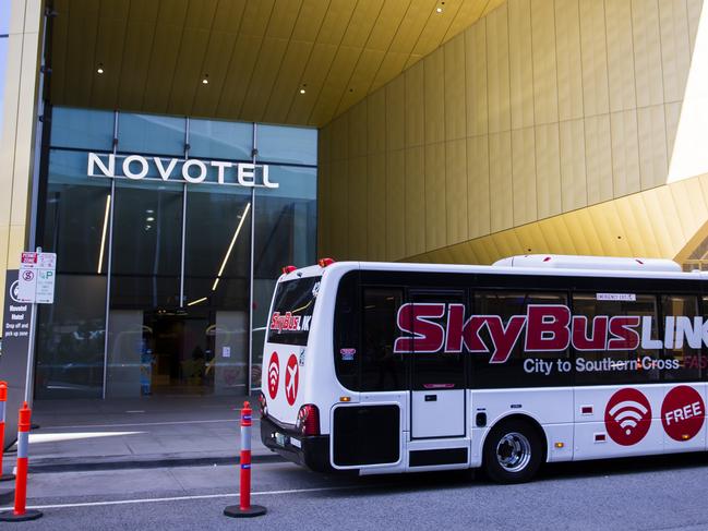 MELBOURNE, AUSTRALIA - NewsWire Photos December 12th, 2020:Passengers arrive at the Quarantine hotels in Melbourne today. The Novatel in South Wharf.Picture: NCA NewsWire / Wayne Taylor