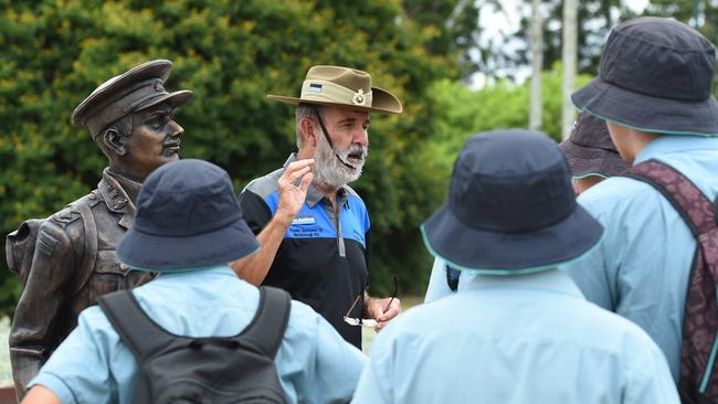 LOVE LOCAL: Gallipoli to Armistice War Memorial Trail in Maryborough - guide Ken Ashford taking school students on a tour of the Heritage City’s powerful attraction.