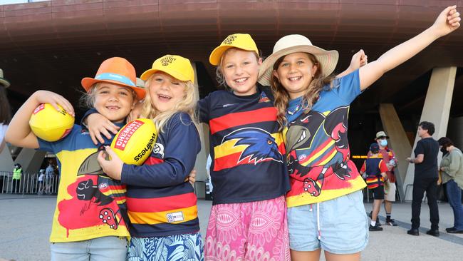 Lucy Vafiadis, 6, Maisie Munn, 7, Emily Munn, 10, and Ivy Vafiadis from Ingle Farm. Picture: Dean Martin