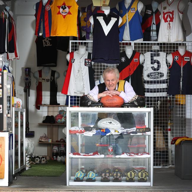 Footy jumpers in the collection are all player-worn. Picture: David Caird