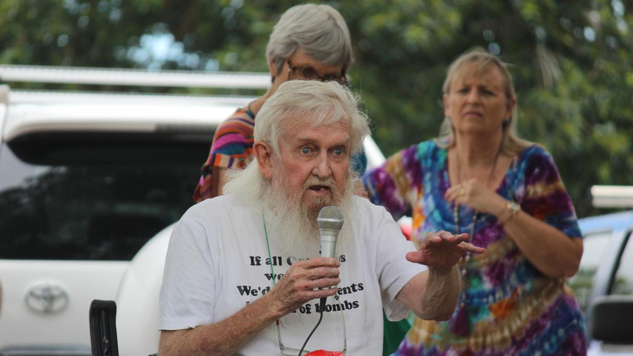 More than 150 people turned out for the Millions March Against Mandatory COVID-19 Vaccines in Coffs Harbour on Saturday February 20. Photo: Tim Jarrett