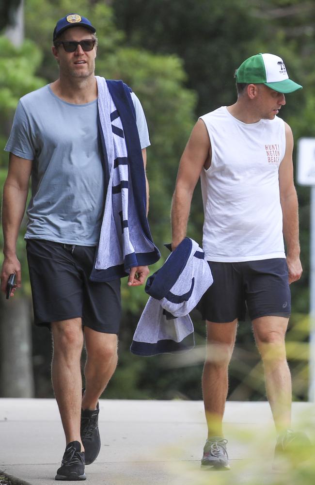 Walker and TV star Chris Brown took the Byron Bay Lighthouse walk together. Picture: Media Mode.