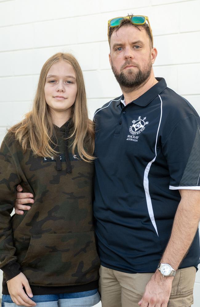 Kadie Dixon, who has been diagnosed with two rare auto immune diseases, with her father Paul. Picture: Michaela Harlow