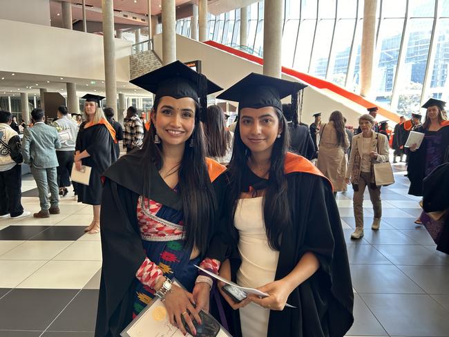 Pantry and Samjana Adhikari graduate from Australian Catholic University with a Bachelor of Nursing on April 16, 2024. Picture: Brittany Busch