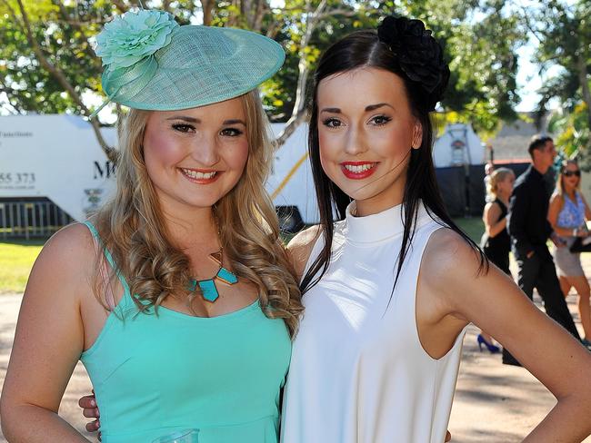 Ladies Day at Cluden Park. Maddy Broda and Gemma Appleby. Picture: Shae Beplate