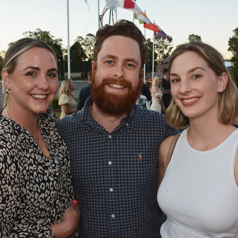 Ally Vujanic, Nick Millar and Annika Schultz at opening of Steel Taipan ride, Dreamworld. Picture: Regina King