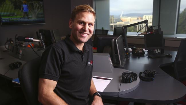 Former AFL player for Port Adelaide, Kane Cornes at the 5AA radio station. Pictures Sarah Reed