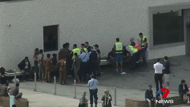 Two teenagers were rushed to hospital after being rescued from the surf. Picture: Channel 7