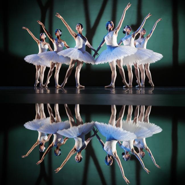 Australian Ballet dancers perform a scene from Swan Lake at the Melbourne Arts Centre. The production runs from 19-30 September in the State Theatre. Picture: David Caird