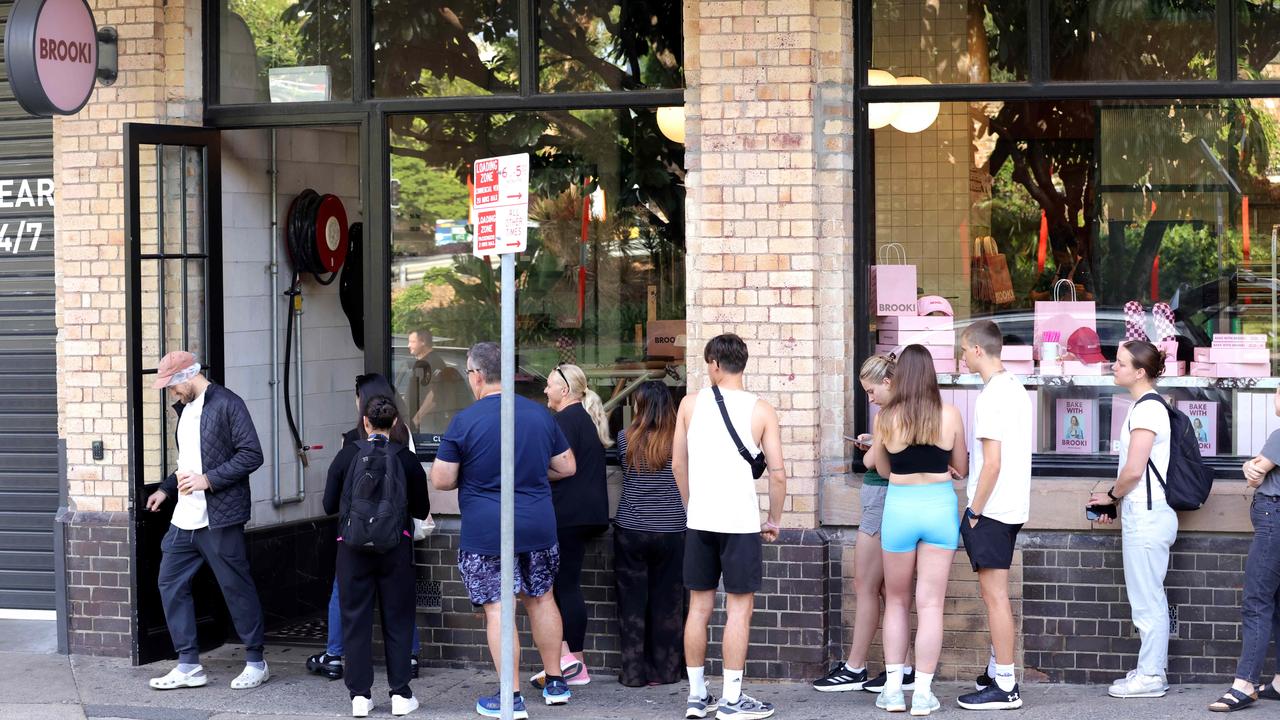 There were still queues out the door of Brook Bellamy’s Brisbane bakery Brooki Bakehouse after the claims were made in April. Picture: Steve Pohlner