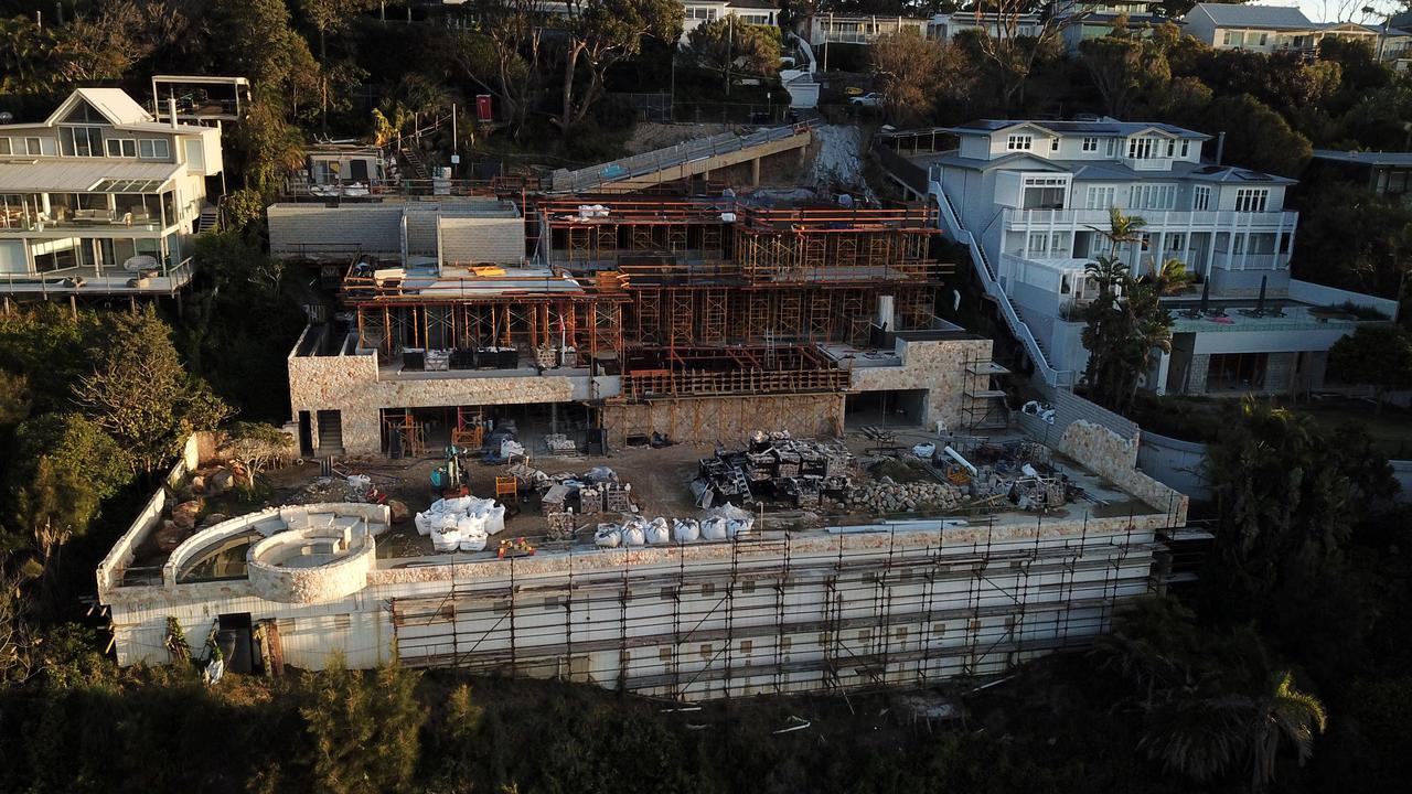 Construction of the new ocean front home of Jennifer Hawkins and Jake Wall in Whale Beach. Picture: Jonathan Ng