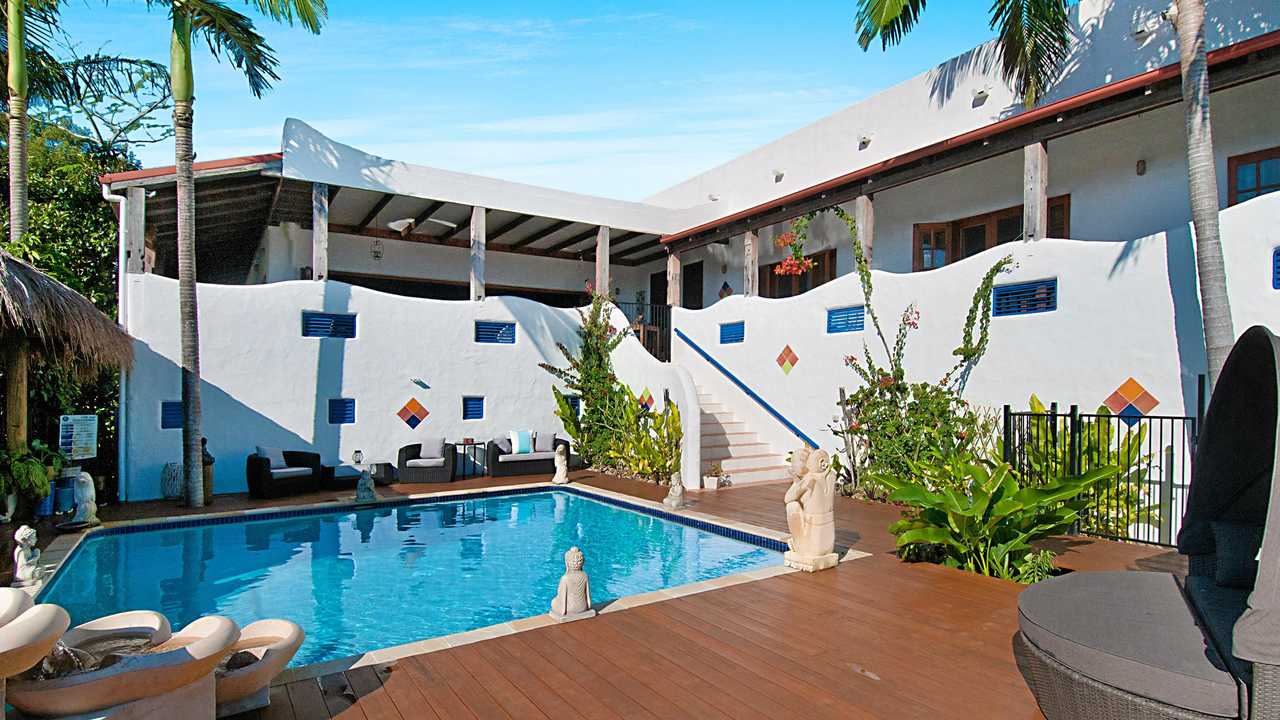 RESORT LIVING: Montanna Retreat is a spectacular spa property at 230 North Creek Rd,, Lennox Head and offers amazing potential for a tranquil family home or a luxury B&B and wedding venue. Picture: Suppied