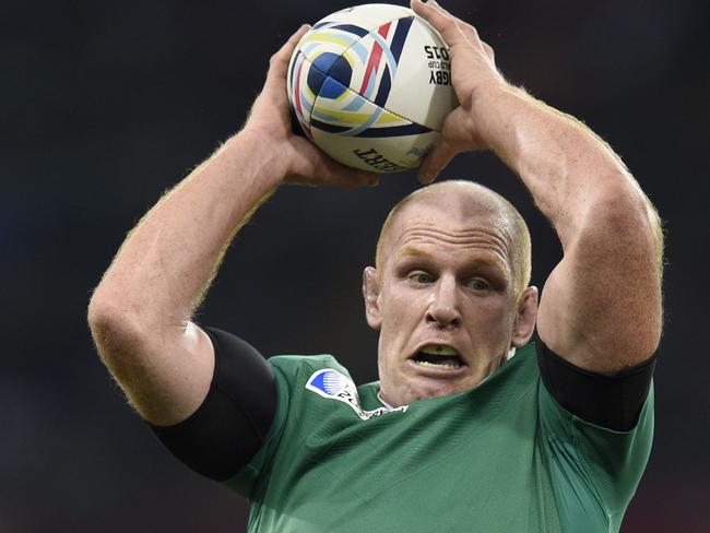 Ireland's lock Paul O'Connell wins the ball in a lineout during a Pool D match of the 2015 Rugby World Cup between Ireland and Canada. Picture: AFP