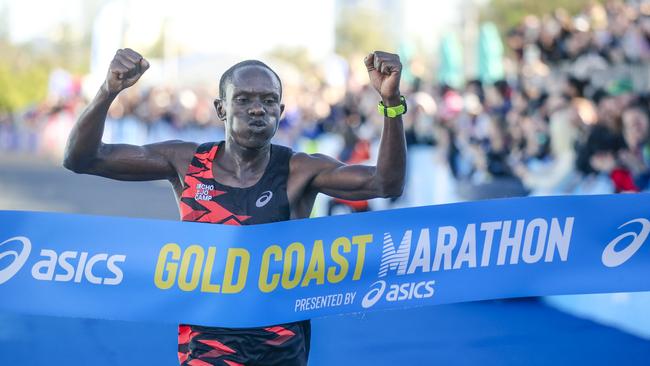 Kenya’s Timothy Kattam won the 2024 Gold Coast Marathon. Picture: Glenn Campbell