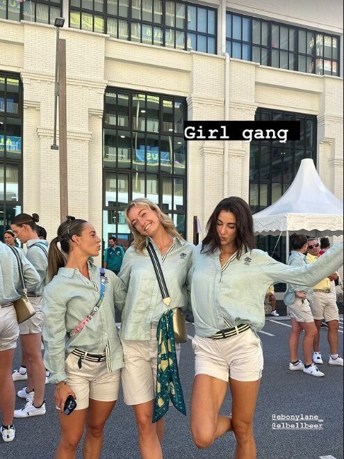 The closing ceremony marked the most successful Games in Australian history. Athletes, including Aussie field star Alanah Yukich (R) shared a glimpse into the celebrations. Yukich shared this snap of her with fellow track and field athletes Ebony Lane (L) and Ellie Beer (C). Picture: Instagram