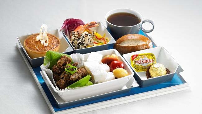 Beef rendang served on Malaysian Airlines.