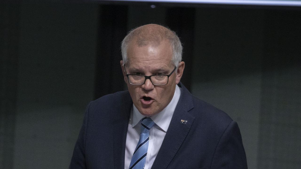 CANBERRA, AUSTRALIA - NewsWire Photos NOVEMBER 30, 2022: Former Prime Minister Scott Morrison facing a censure motion over the secret minister scandal, in Parliament Ã&#139;â&#132;¢House in Canberra. Picture: NCA NewsWire / Gary Ramage