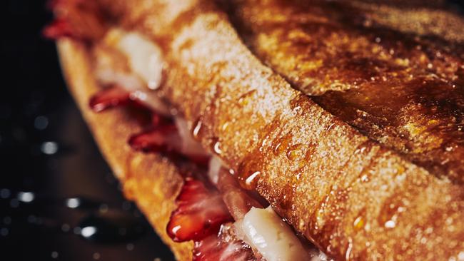 A strawberry prosciutto manchego toastie. Recipe: <i>Chefs Eat Toasties Too.</i>