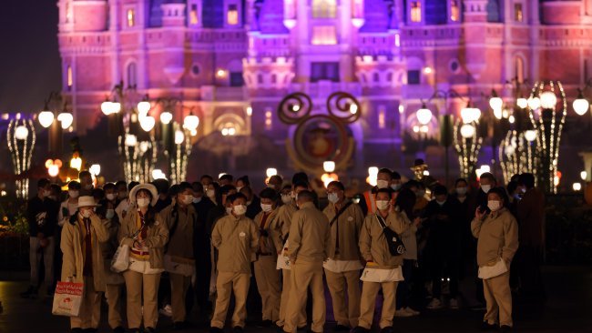 More than 30,000 people at Disneyland were tested for COVID-19 before leaving the park after a positive case visited the city. Picture: Feature China/Barcroft Media via Getty Images