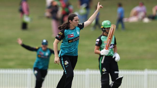 Hamilton celebrates one of her wickets. (Photo by Jason McCawley/Getty Images)