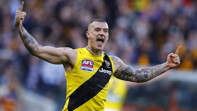 Dustin Martin celebrates a goal in the Grand Final. Picture: Michael Klein