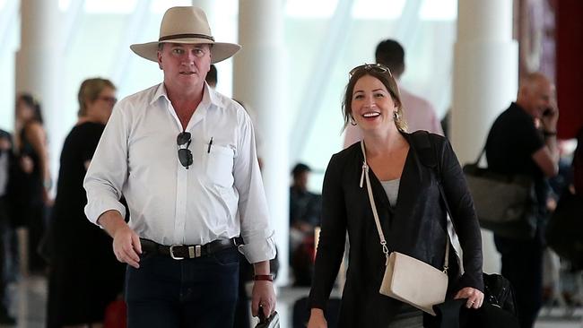 Mr Joyce with Vikki Campion at Canberra airport before Sebastian arrived. Picture: Kym Smith