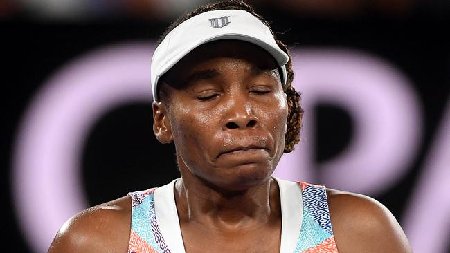 Venus Williams during her stunning defeat against Belinda Bencic today. Picture: AAP