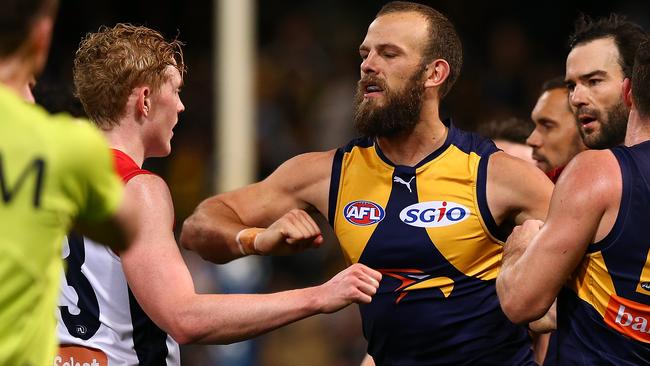 Did Clayton Oliver take a dive against West Coast. Picture: Getty Images