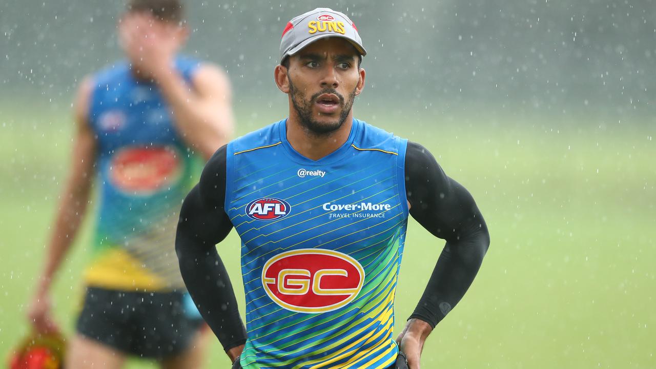 Touk Miller looks on during a Gold Coast Sus AFL training session.