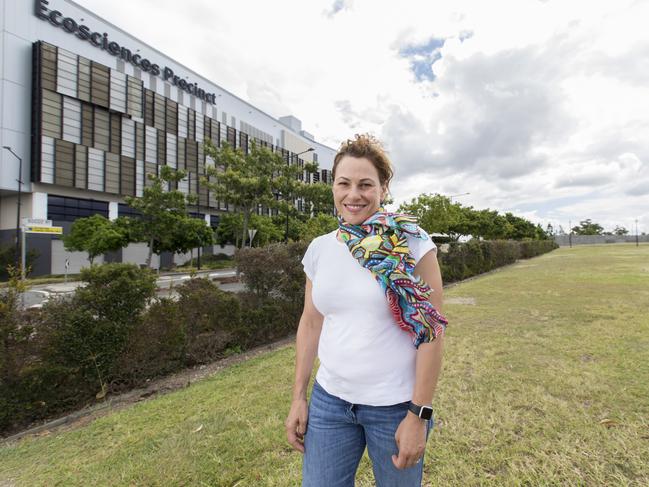 Member for South Brisbane Jackie Trad at the site of the new school in 2017