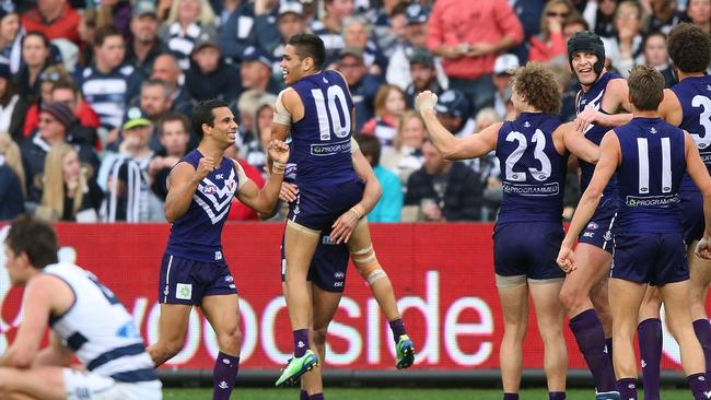 Fremantle enjoyed a famous win in a 2013 qualifying final in Geelong. Picture: Michael Dodge/Getty Images