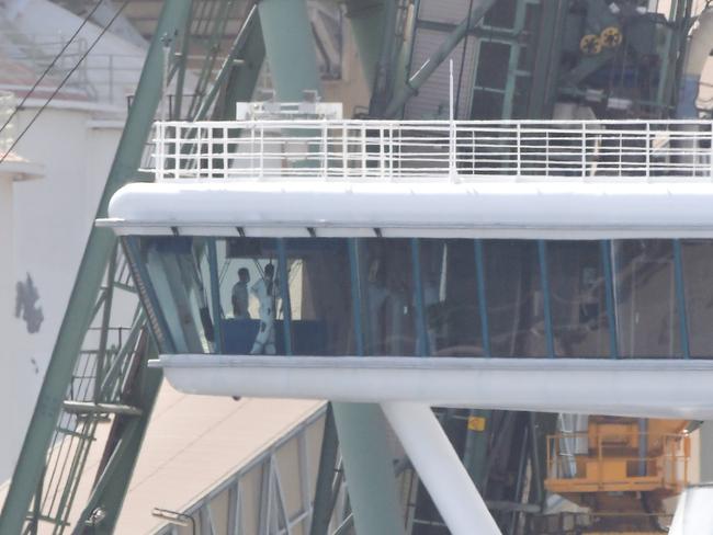 The Ruby Princess on Saturday as it remains docked at Port Kembla. Picture: Simon Bullard