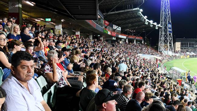 Crowds watch Melbourne Demons play Adelaide Crows at TIO Stadium in Darwin last year Picture: Keri Megelus