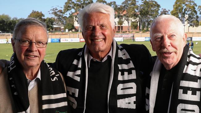 Former Socceroos coach Rale Rasic (middle) at Adelaide City Park. Picture by Matt Turner.