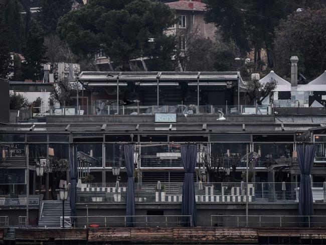 Forensic officers (unseen) work inside the Reina nightclub, one of the Istanbul's most exclusive party spots. Picture: AFP