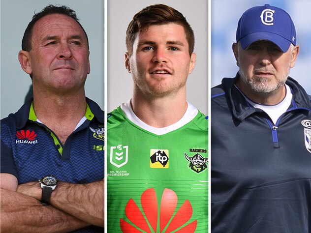 Canterbury's John Bateman, Raiders coach Ricky Stuart and Bulldogs coach Dean Pay.