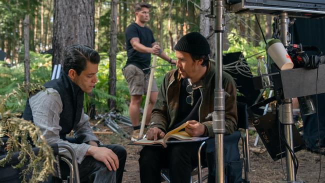 Rami Malek (as Lyutsifer Safin) and director Cary Joji Fukunaga on the set of No Time to Die. Picture: Nicola Dove/DANJAQ, LLC &amp; MGM.