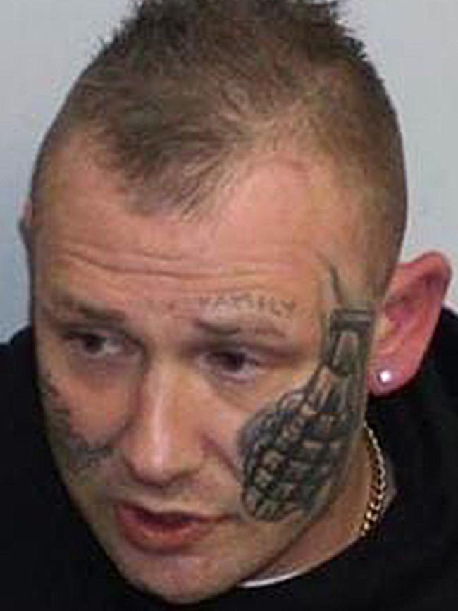 Turvey had a grenade tattoo on the side of his face. Picture: Victorian Police