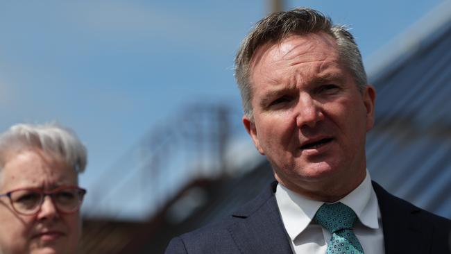 Chris Bowen and NSW Minister for Energy, Penny Sharpe outline projects under the Capacity Investment Scheme. Picture: NCA NewsWire/David Swift.