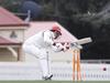 Cricket.  CTPL.  Corey Murfet North Hobart is bowled by Billy Stanlake Northern Raiders.  North Hobart V Northern Raiders.  Picture: Nikki Davis-Jones