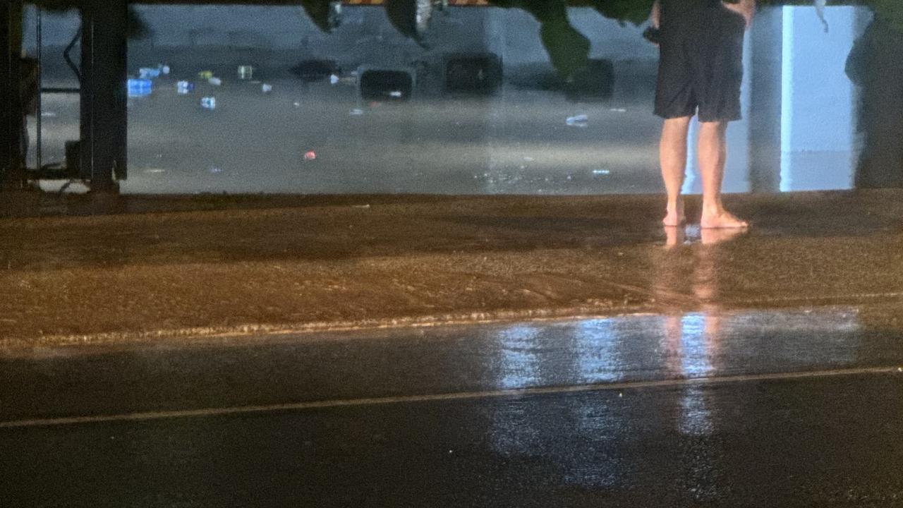 A recently installed drain grate caused a torrent of water to sweep through Edge Hill Village on Saturday, 17 February 2024. Picture: Supplied