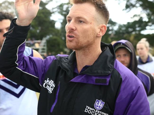 Templestowe coach Craig De Corsey in the Eastern Football League (EFL). Picture: Davis Harrigan