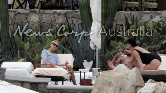 Sylvia Jeffreys enjoys lunch on the beach at Cabo. Picture: Nathan Edwards