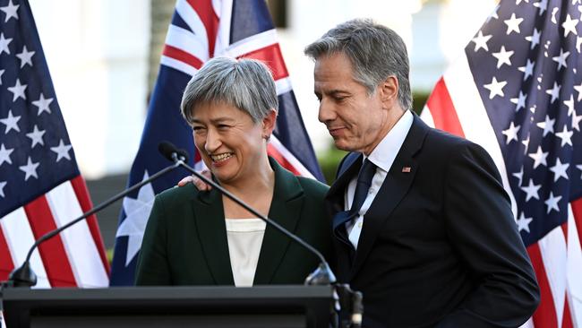 Foreign Minister Penny Wong with her United States counterpart, Secretary of State Antony J. Blinken, after a press conference at the 33rd Australia-United States Ministerial Consultations (AUSMIN) in Brisbane. Picture: Dan Peled/NCA NewsWire