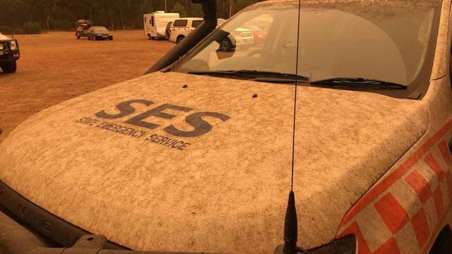 Constant ash falling on the SES vehicle.